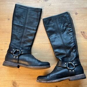 Frye Phillip Harness Black Leather Boots